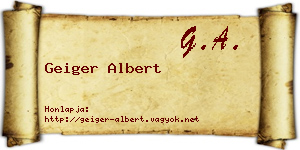 Geiger Albert névjegykártya